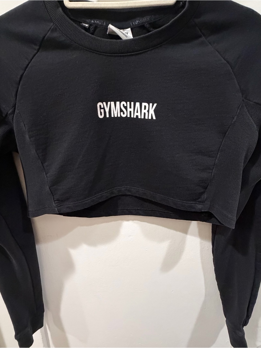 Gymshark Black Cropped Crew Neck Long-Sleeve Top